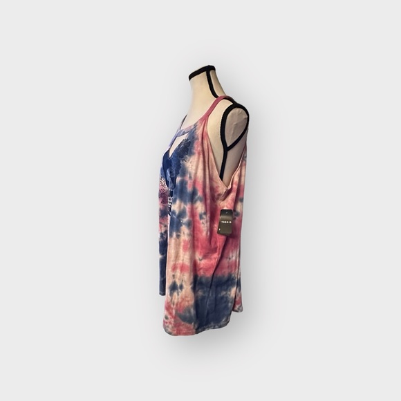 🆕 NWT Women’s torrid 2 Classic Fit Choker Tank  Cotton Candy Skull Tie Dye - Picture 4 of 12